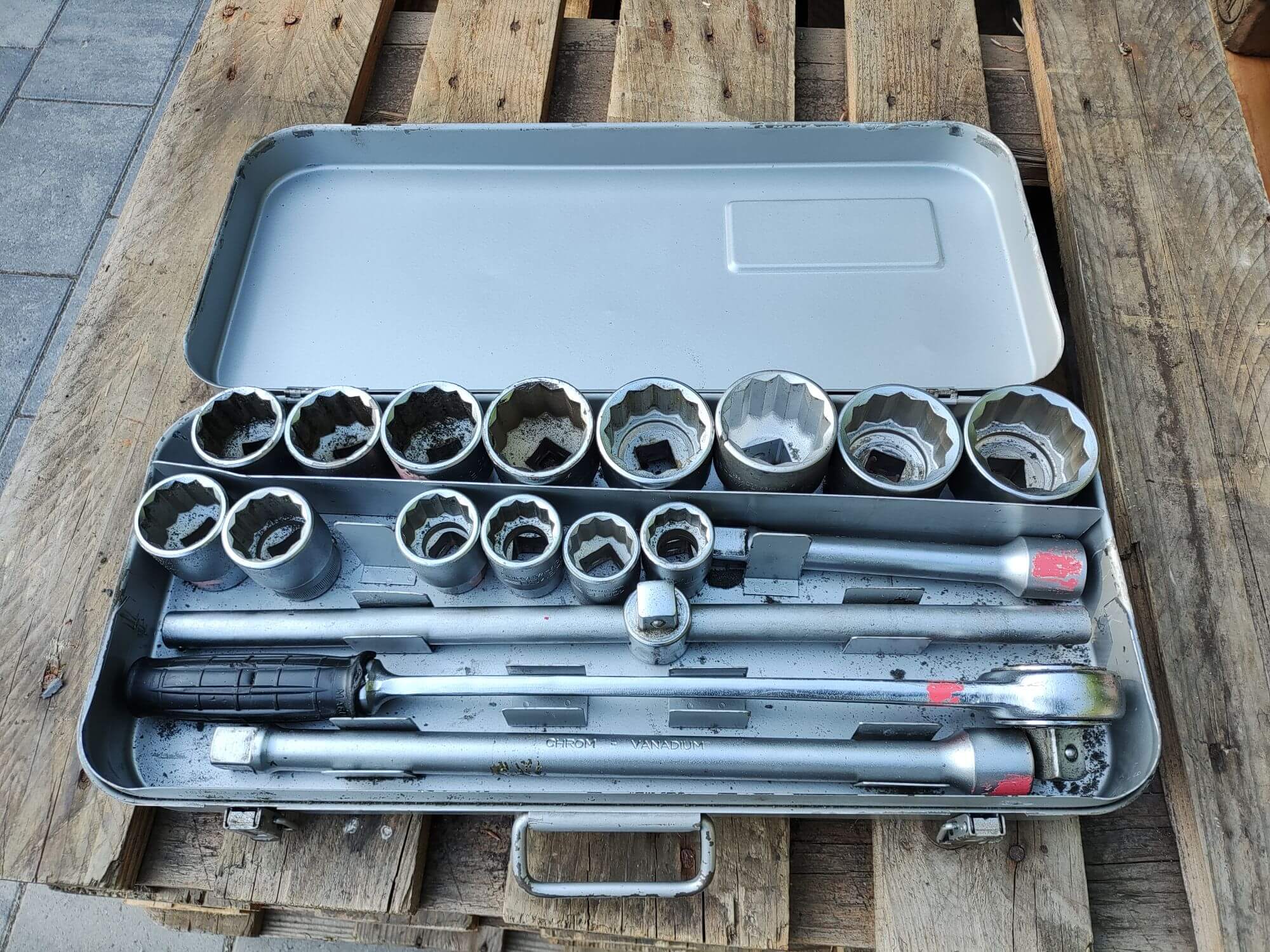 Steckschlüssel Satz 3/4" Heyco Gedore, Antrieb, Stecknüsse in  Zoll Größen,von 11/16" bis 2" ,18 teilig gebraucht ex Militär 